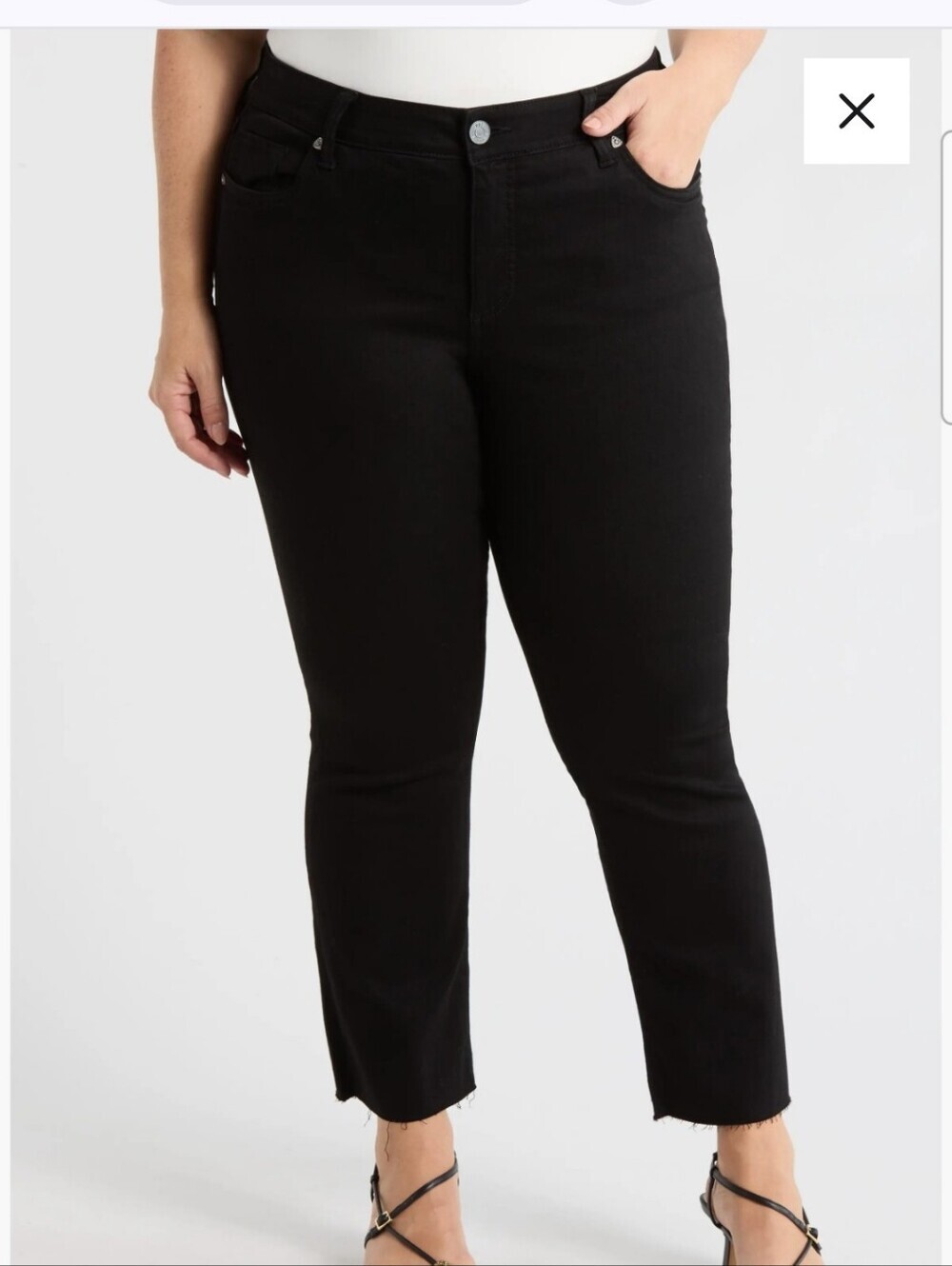 KUT From The Kloth Nikki Mid-rise Ankle Flare Jeans Black 20W